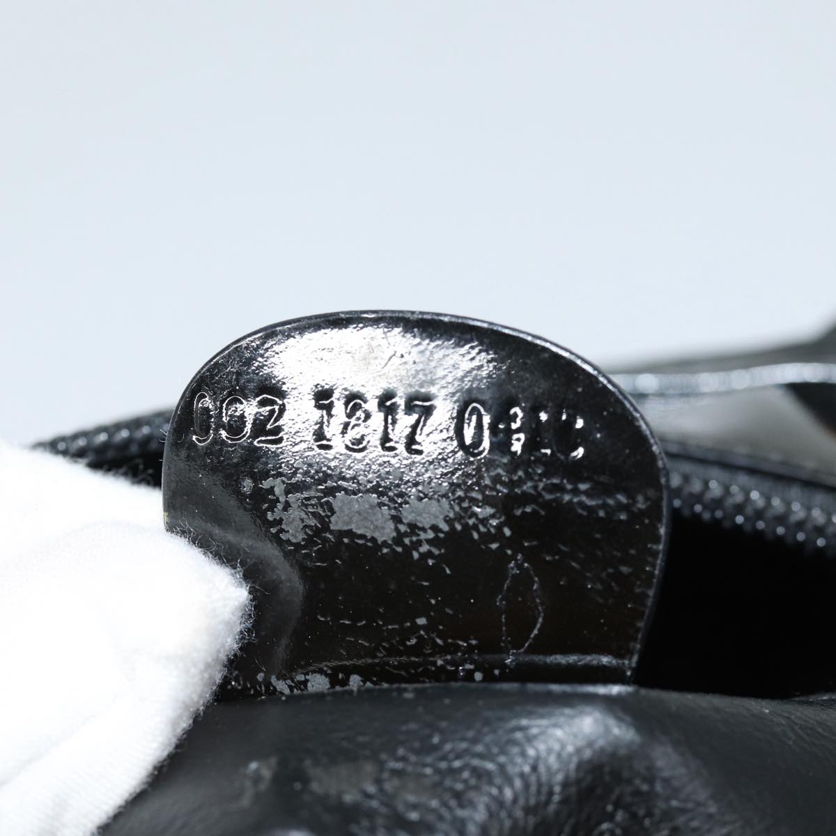 GUCCI Bamboo Hand Bag Enamel Black ep4934