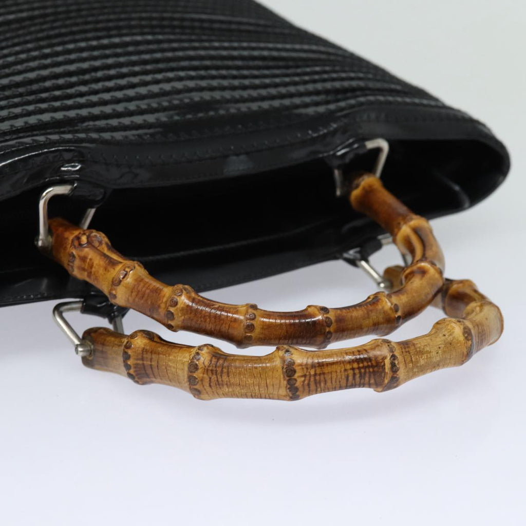GUCCI Bamboo Hand Bag Enamel Black ep4934