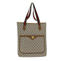 GUCCI GG Plus Supreme Web Sherry Line Tote Bag PVC Beige Red Green ep4936