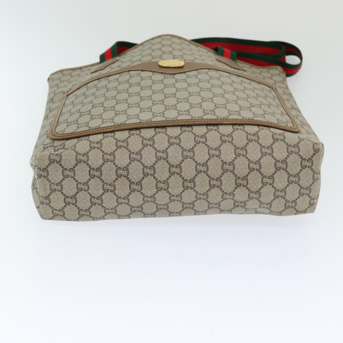 GUCCI GG Plus Supreme Web Sherry Line Tote Bag PVC Beige Red Green ep4936