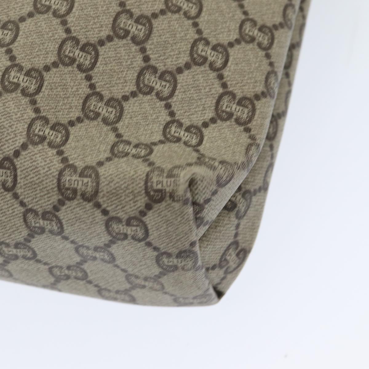 GUCCI GG Plus Supreme Web Sherry Line Tote Bag PVC Beige Red Green ep4936