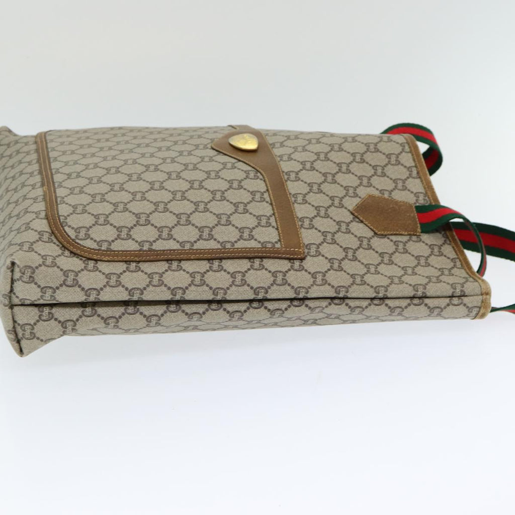 GUCCI GG Plus Supreme Web Sherry Line Tote Bag PVC Beige Red Green ep4936