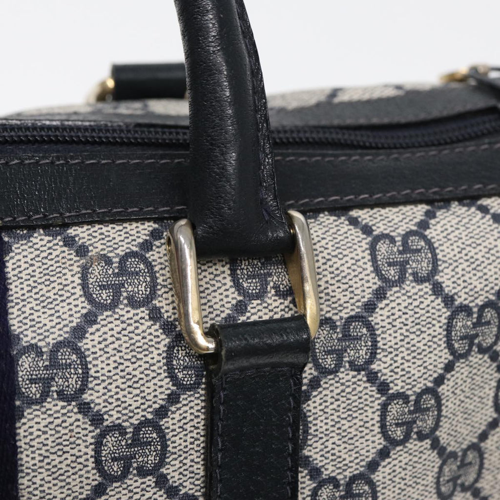 GUCCI GG Supreme Sherry Line Boston Bag PVC Leather Navy Red ep4938