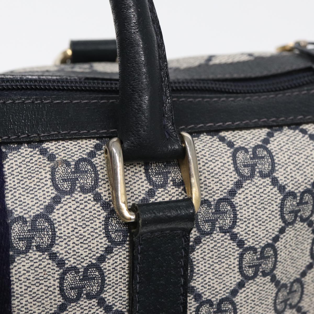 GUCCI GG Supreme Sherry Line Boston Bag PVC Leather Navy Red ep4938