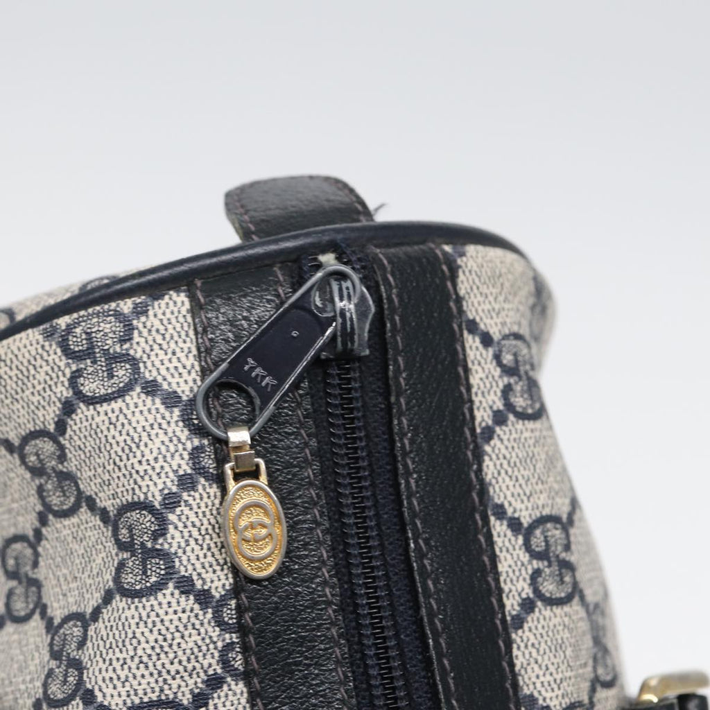 GUCCI GG Supreme Sherry Line Boston Bag PVC Leather Navy Red ep4938