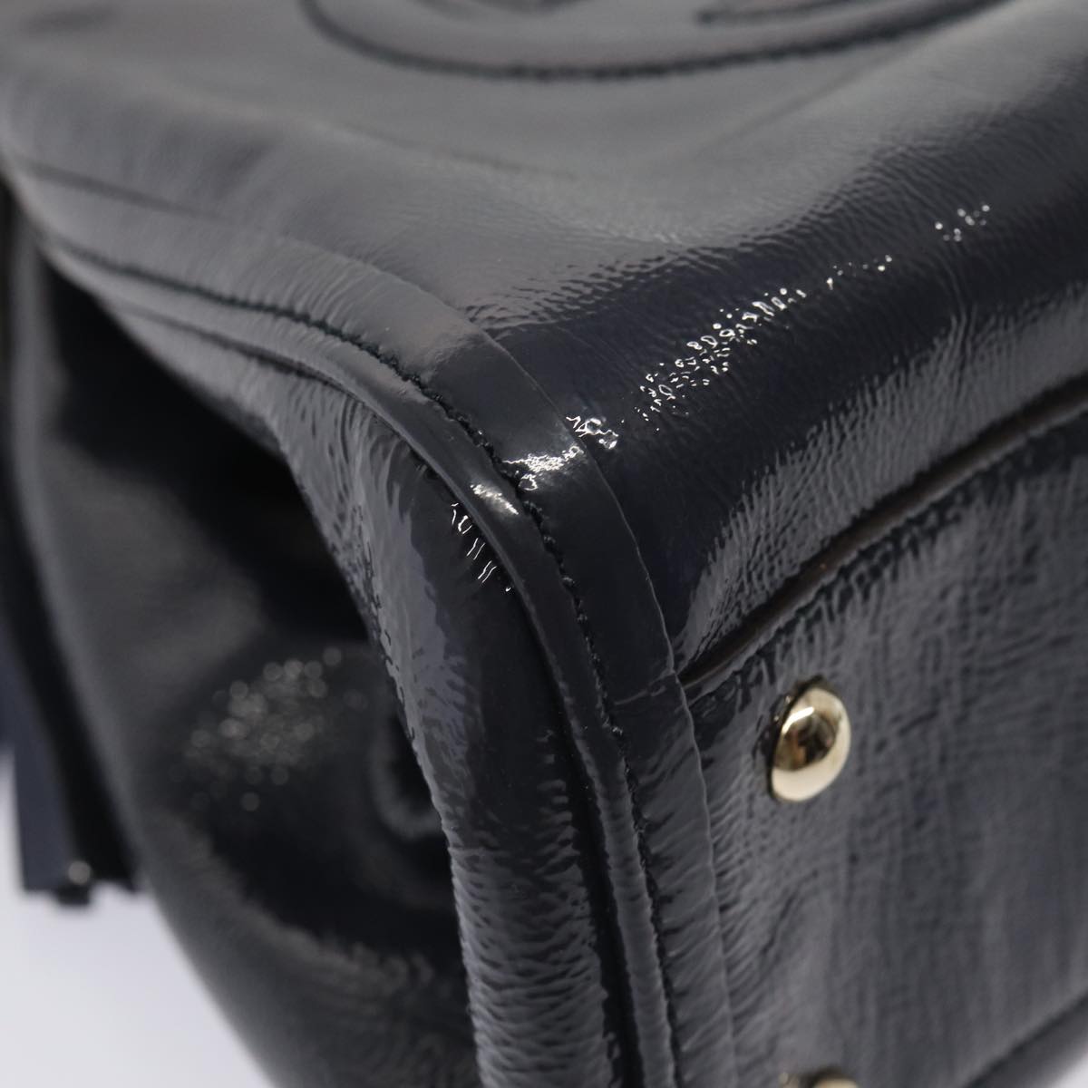 GUCCI Soho Hand Bag Enamel 2way Navy 336751 ep4950