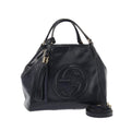 GUCCI Soho Hand Bag Enamel 2way Navy 336751 ep4950