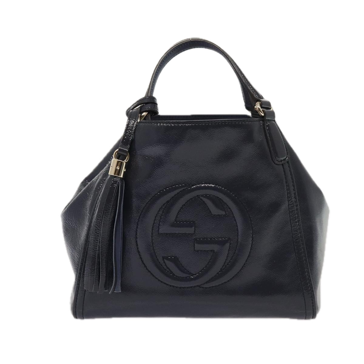 GUCCI Soho Hand Bag Enamel 2way Navy 336751 ep4950