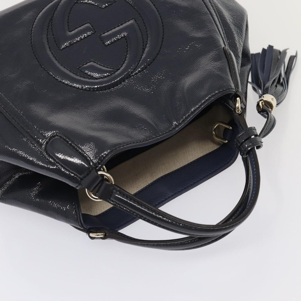 GUCCI Soho Hand Bag Enamel 2way Navy 336751 ep4950