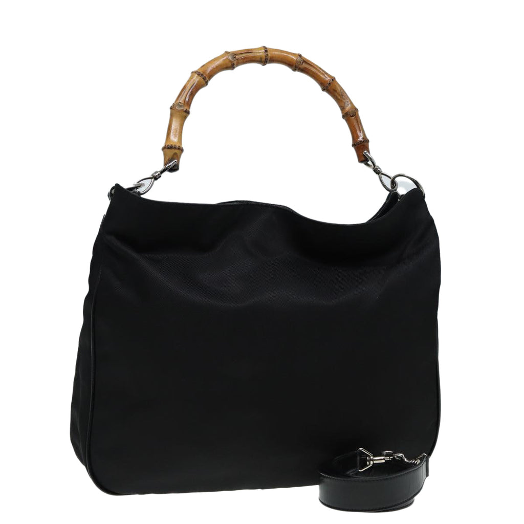 GUCCI Bamboo Hand Bag Nylon 2way Black 001 1705 1577 ep4951