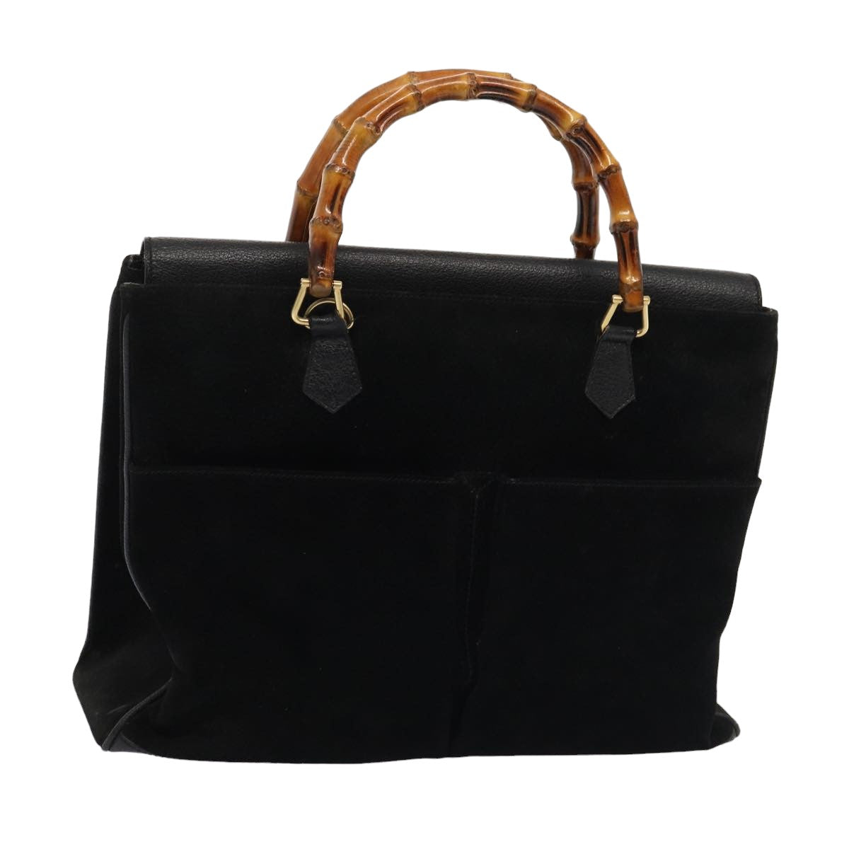 GUCCI Bamboo Hand Bag Suede Black 002 2855 0322 0 ep4961