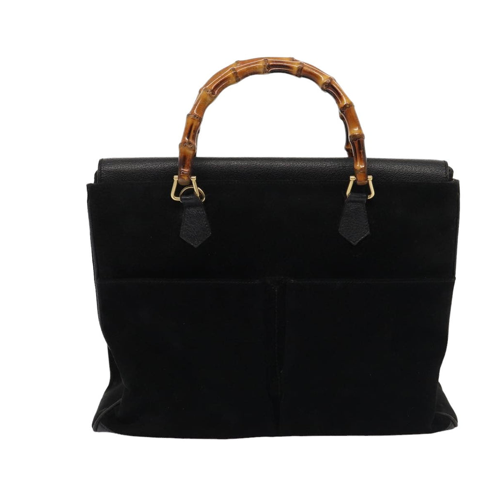 GUCCI Bamboo Hand Bag Suede Black 002 2855 0322 0 ep4961