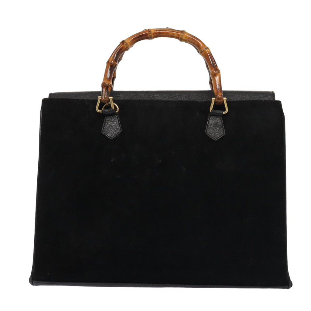 GUCCI Bamboo Hand Bag Suede Black 002 2855 0322 0 ep4961