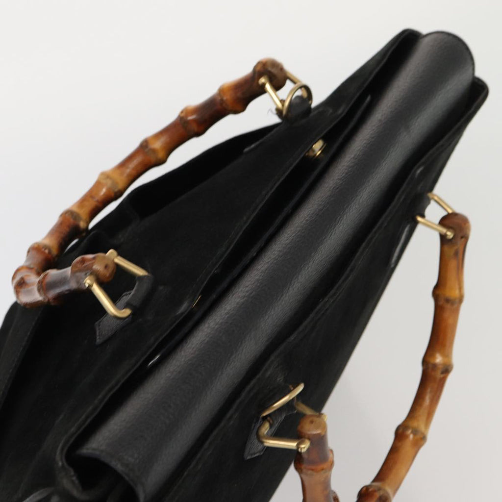 GUCCI Bamboo Hand Bag Suede Black 002 2855 0322 0 ep4961