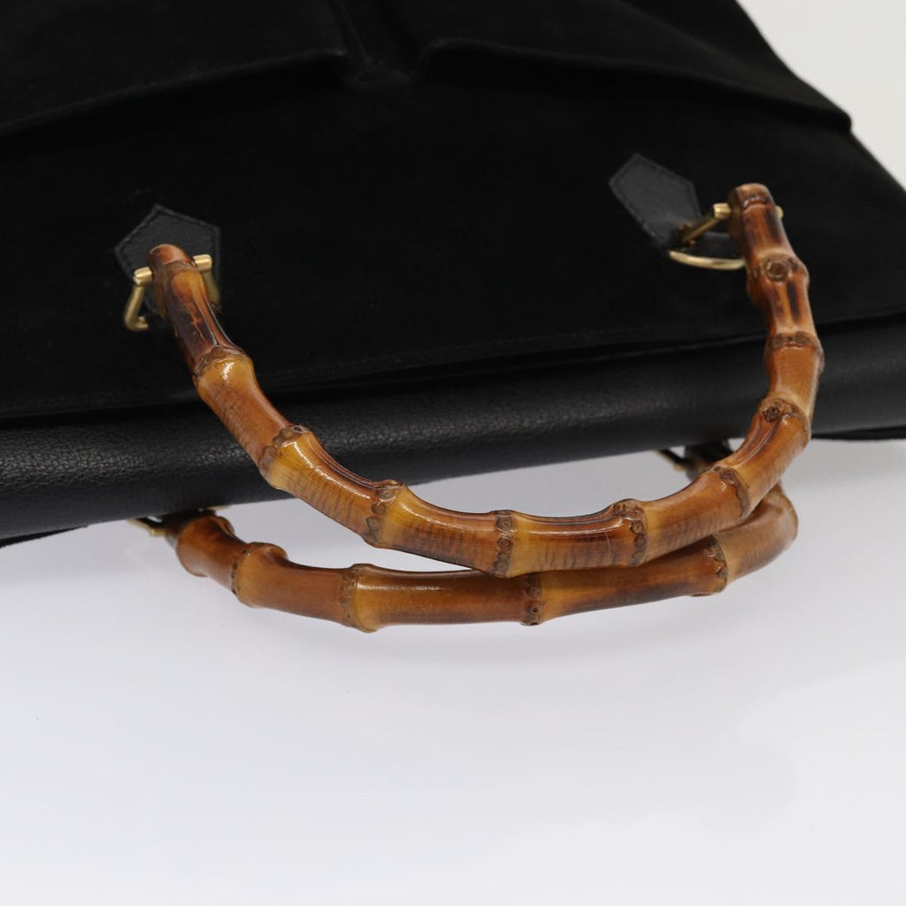 GUCCI Bamboo Hand Bag Suede Black 002 2855 0322 0 ep4961