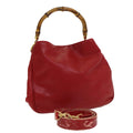 GUCCI Bamboo Hand Bag Leather 2way Red 001 14 1638 ep4970