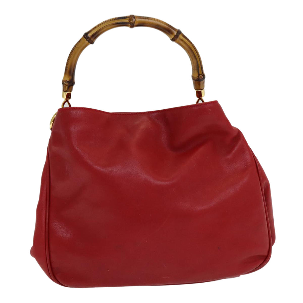 GUCCI Bamboo Hand Bag Leather 2way Red 001 14 1638 ep4970