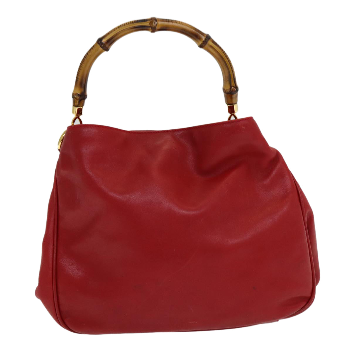 GUCCI Bamboo Hand Bag Leather 2way Red 001 14 1638 ep4970