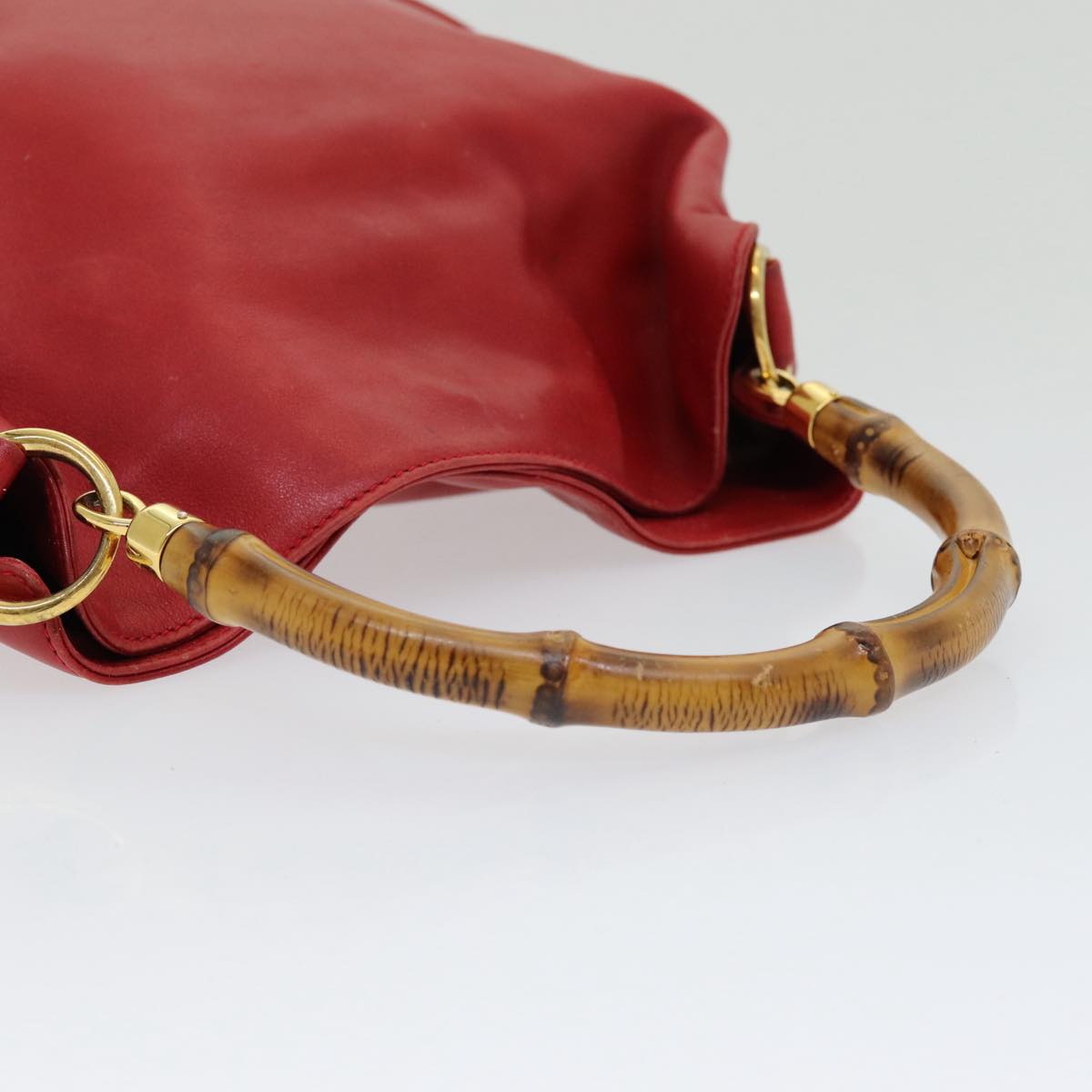 GUCCI Bamboo Hand Bag Leather 2way Red 001 14 1638 ep4970