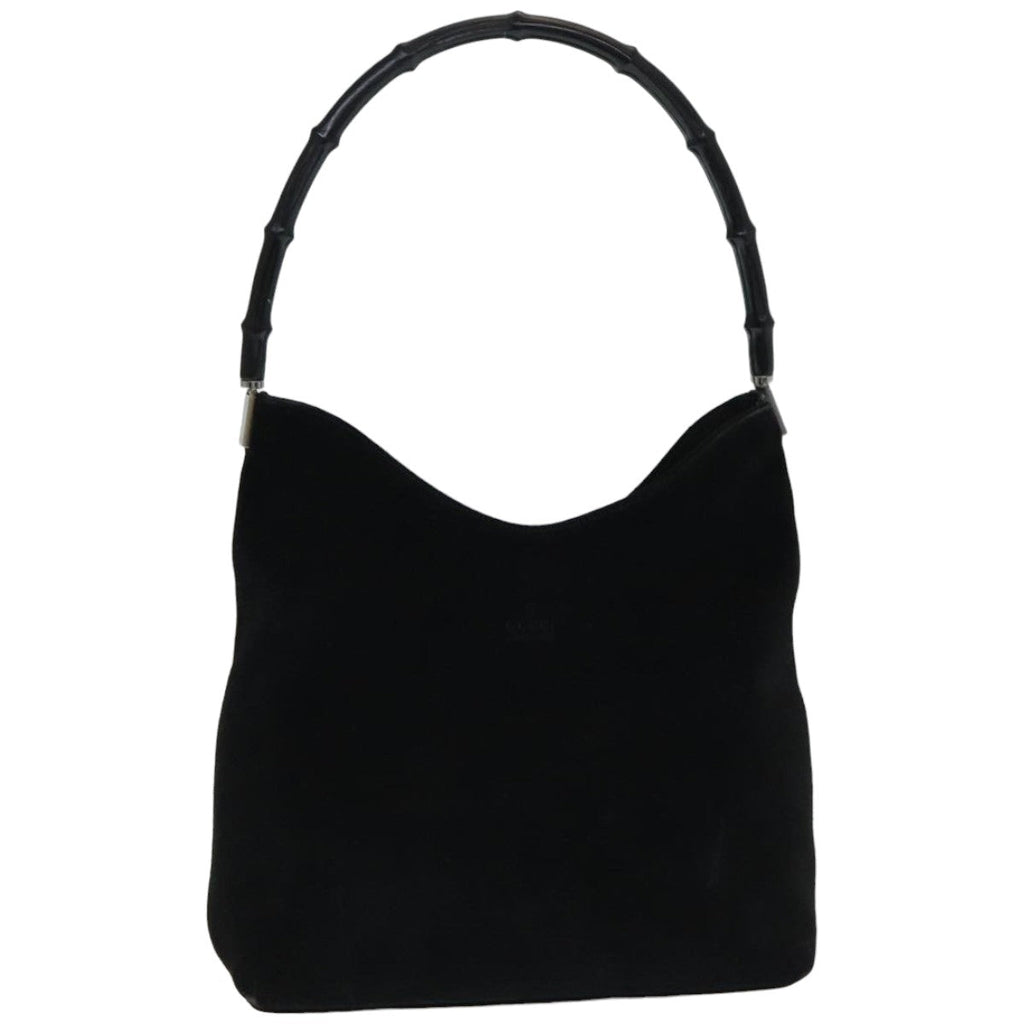 GUCCI Bamboo Shoulder Bag Suede Black 001 3244 ep4971