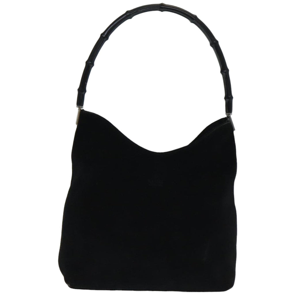 GUCCI Bamboo Shoulder Bag Suede Black 001 3244 ep4971