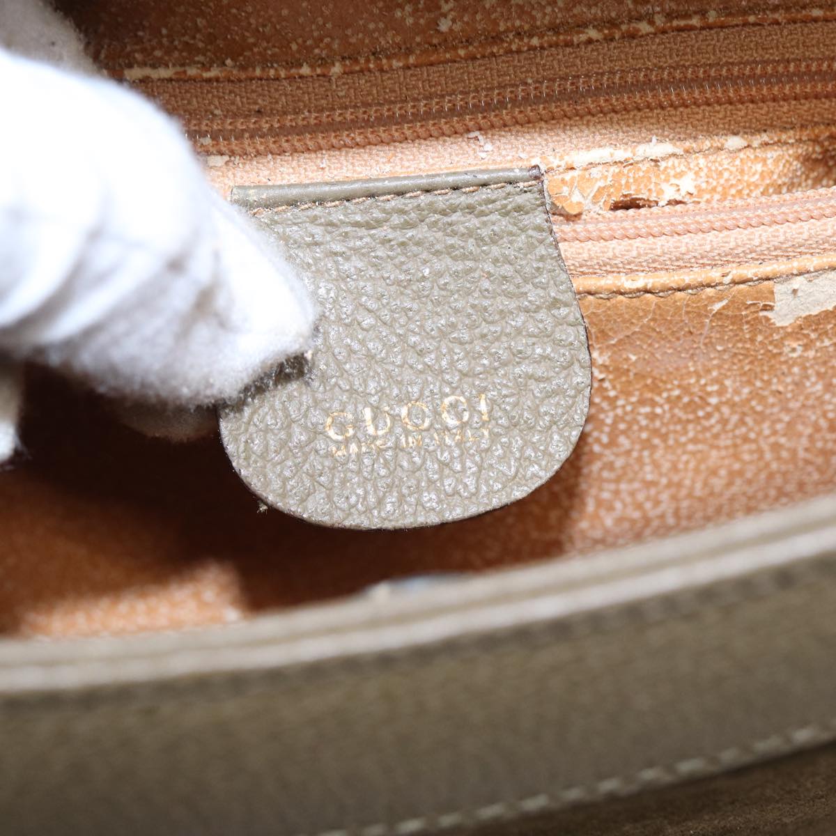 GUCCI Bamboo Hand Bag Suede Khaki 002 1186 0260 ep4974