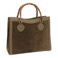 GUCCI Bamboo Hand Bag Suede Khaki 002 1186 0260 ep4974