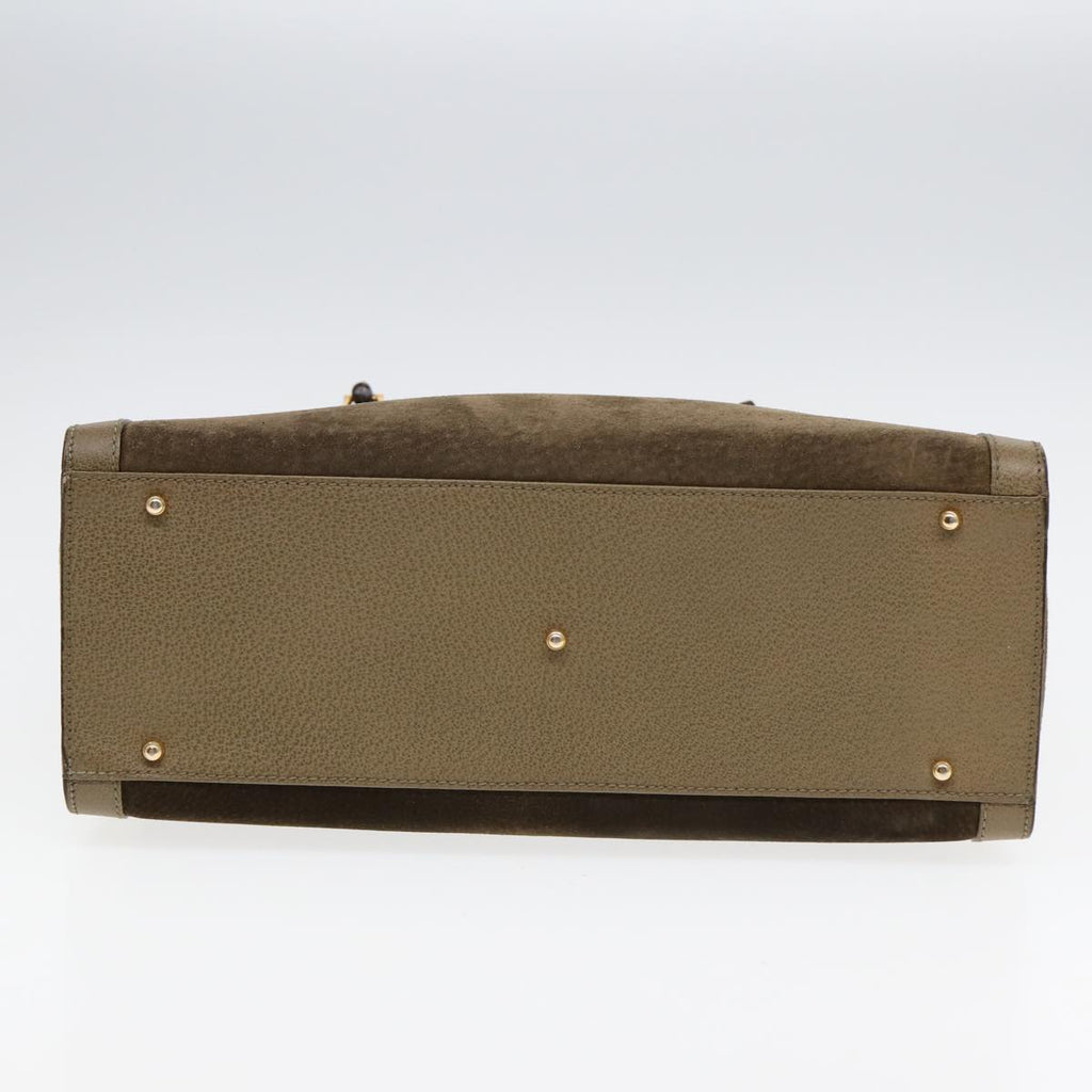 GUCCI Bamboo Hand Bag Suede Khaki 002 1186 0260 ep4974