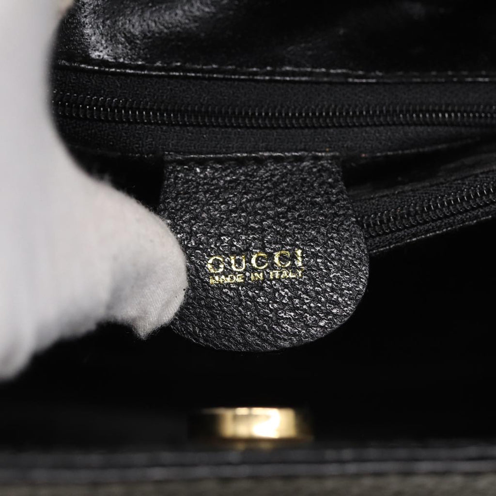 GUCCI Bamboo Hand Bag Leather Black ep4975