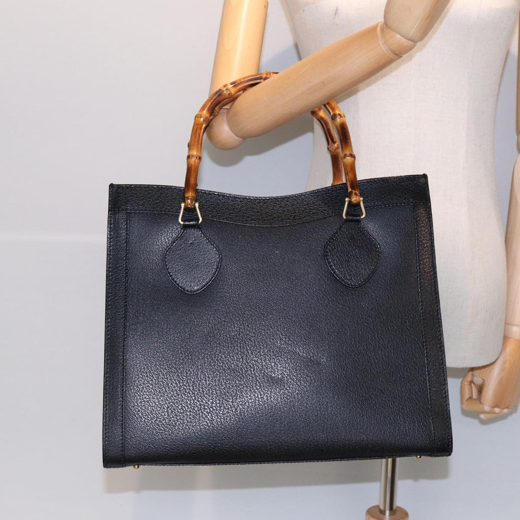 GUCCI Bamboo Hand Bag Leather Black ep4975