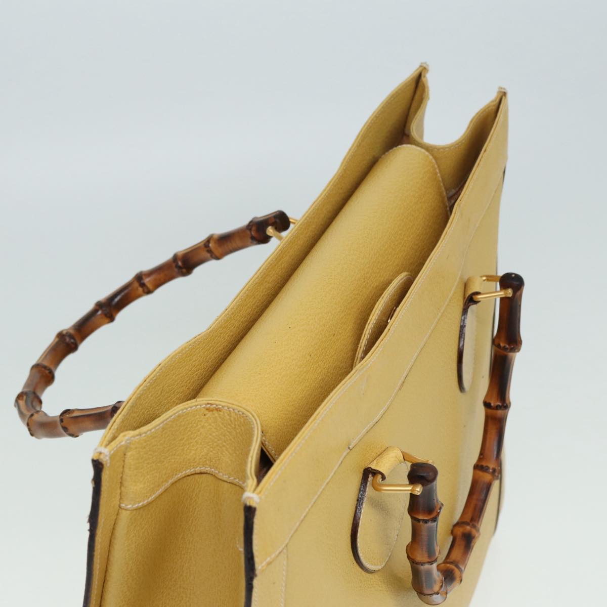 GUCCI Bamboo Hand Bag Leather Yellow 002 1186 0259 ep4981