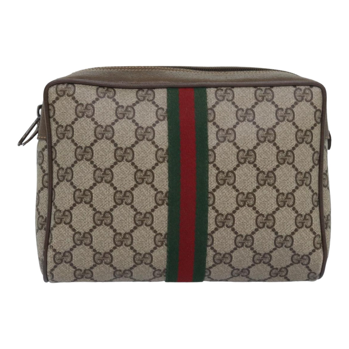 GUCCI GG Supreme Web Sherry Line Clutch Bag PVC Beige Red 89 01 012 ep4988