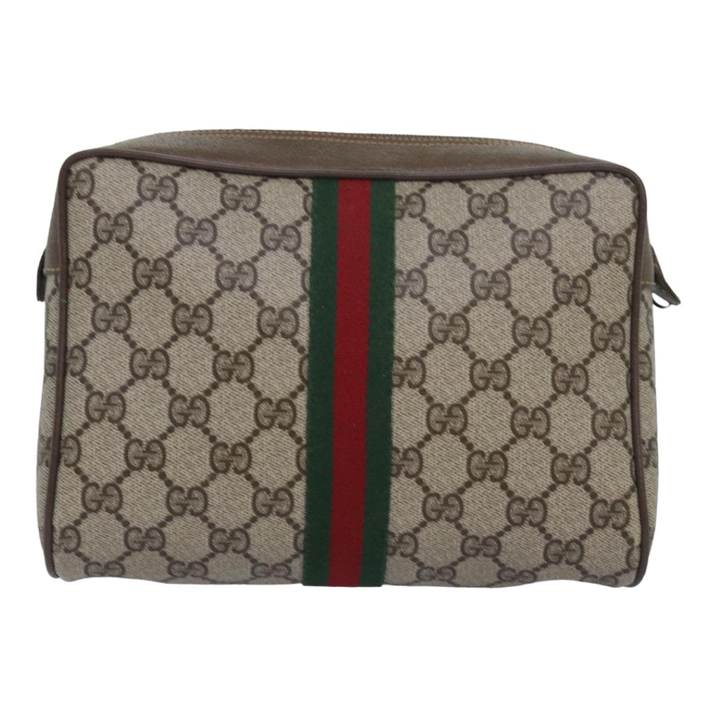 GUCCI GG Supreme Web Sherry Line Clutch Bag PVC Beige Red 89 01 012 ep4988