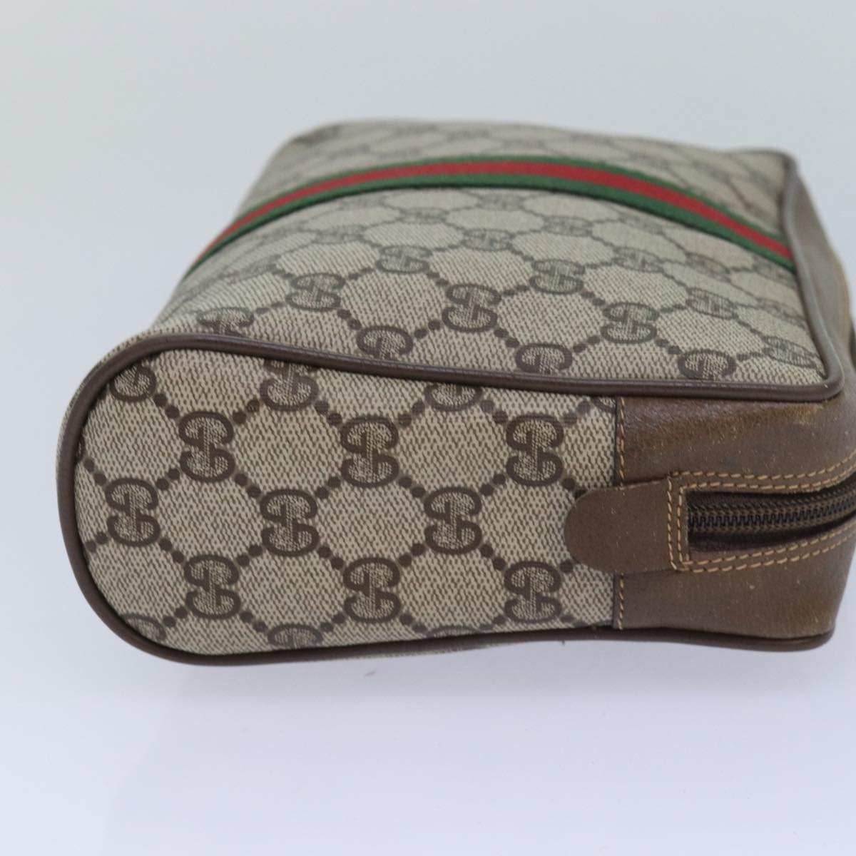 GUCCI GG Supreme Web Sherry Line Clutch Bag PVC Beige Red 89 01 012 ep4988