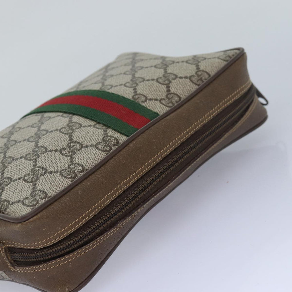 GUCCI GG Supreme Web Sherry Line Clutch Bag PVC Beige Red 89 01 012 ep4988