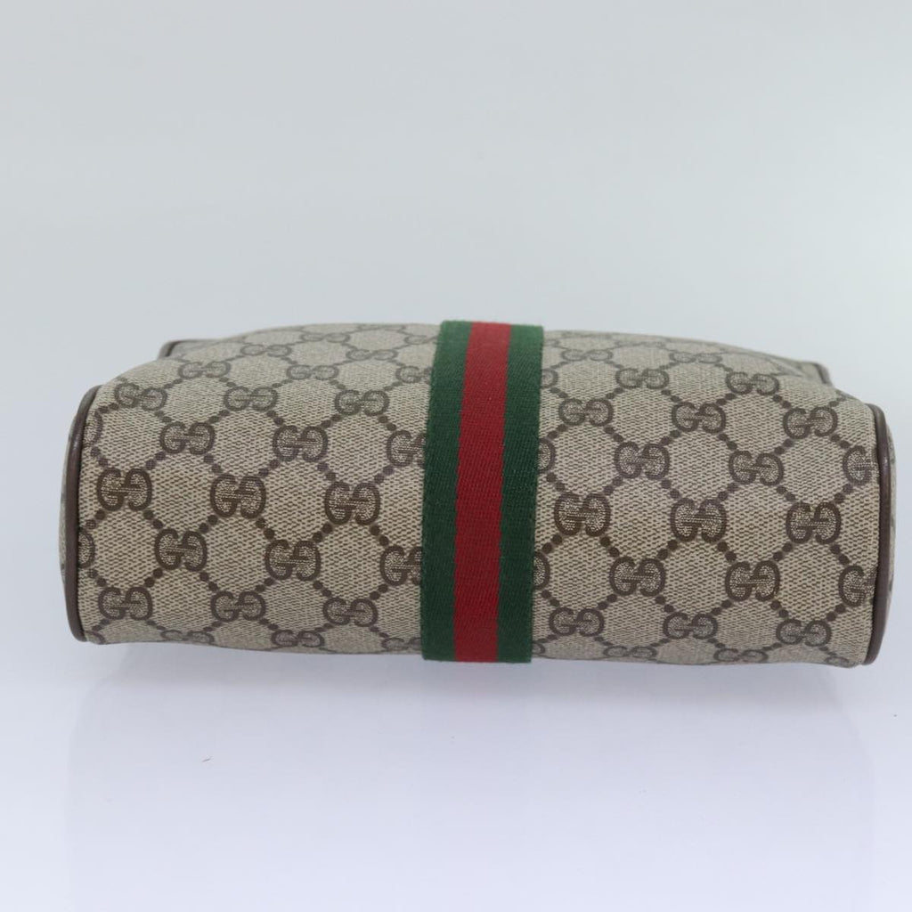 GUCCI GG Supreme Web Sherry Line Clutch Bag PVC Beige Red 89 01 012 ep4988