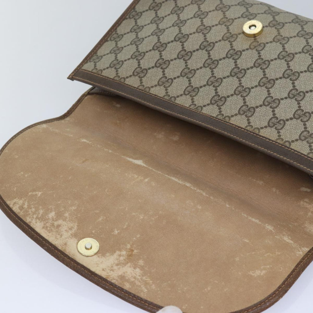 GUCCI GG Supreme Web Sherry Line Clutch Bag PVC Beige 89 01 031 ep4990