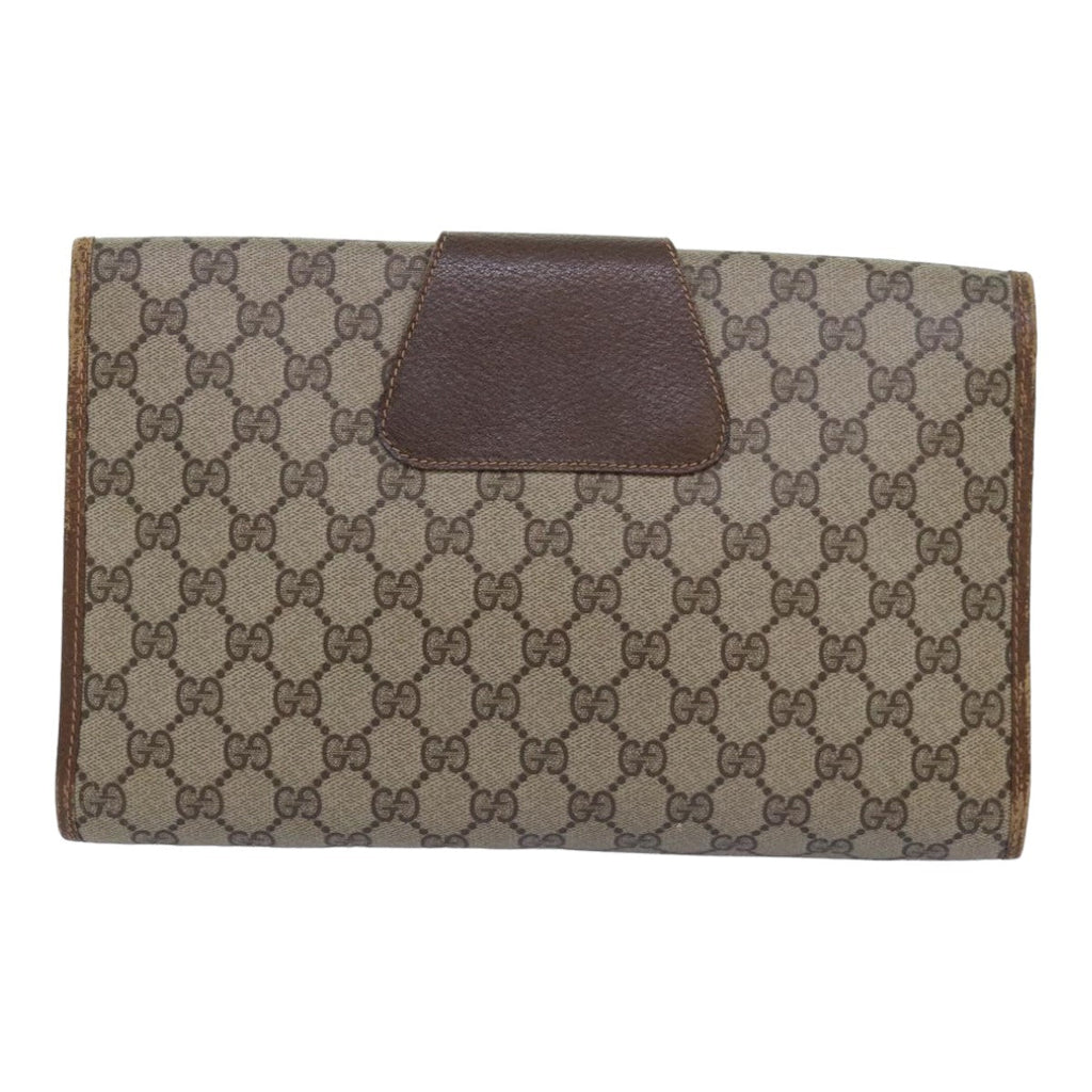 GUCCI GG Supreme Web Sherry Line Clutch Bag PVC Beige 89 01 031 ep4990