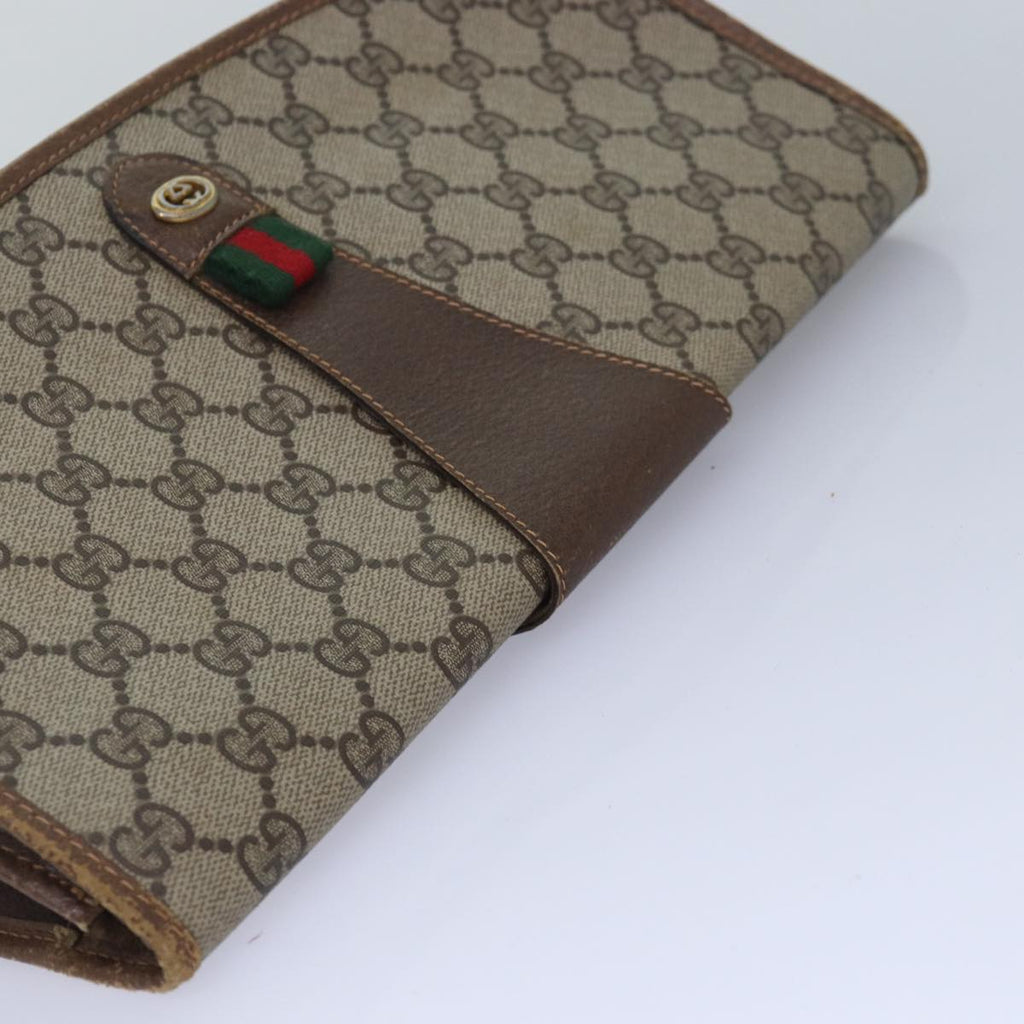 GUCCI GG Supreme Web Sherry Line Clutch Bag PVC Beige 89 01 031 ep4990