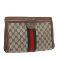 GUCCI GG Supreme Web Sherry Line Clutch Bag Beige Red Green 010 378 ep5011