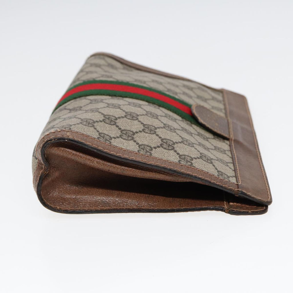 GUCCI GG Supreme Web Sherry Line Clutch Bag Beige Red Green 010 378 ep5011