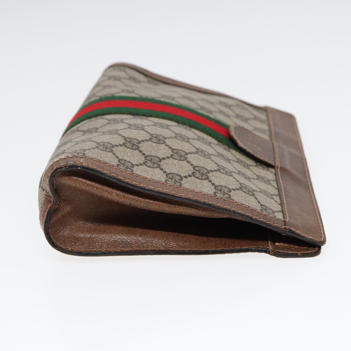 GUCCI GG Supreme Web Sherry Line Clutch Bag Beige Red Green 010 378 ep5011