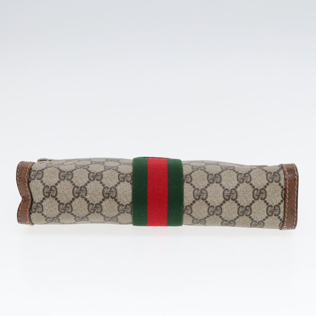 GUCCI GG Supreme Web Sherry Line Clutch Bag Beige Red Green 010 378 ep5011