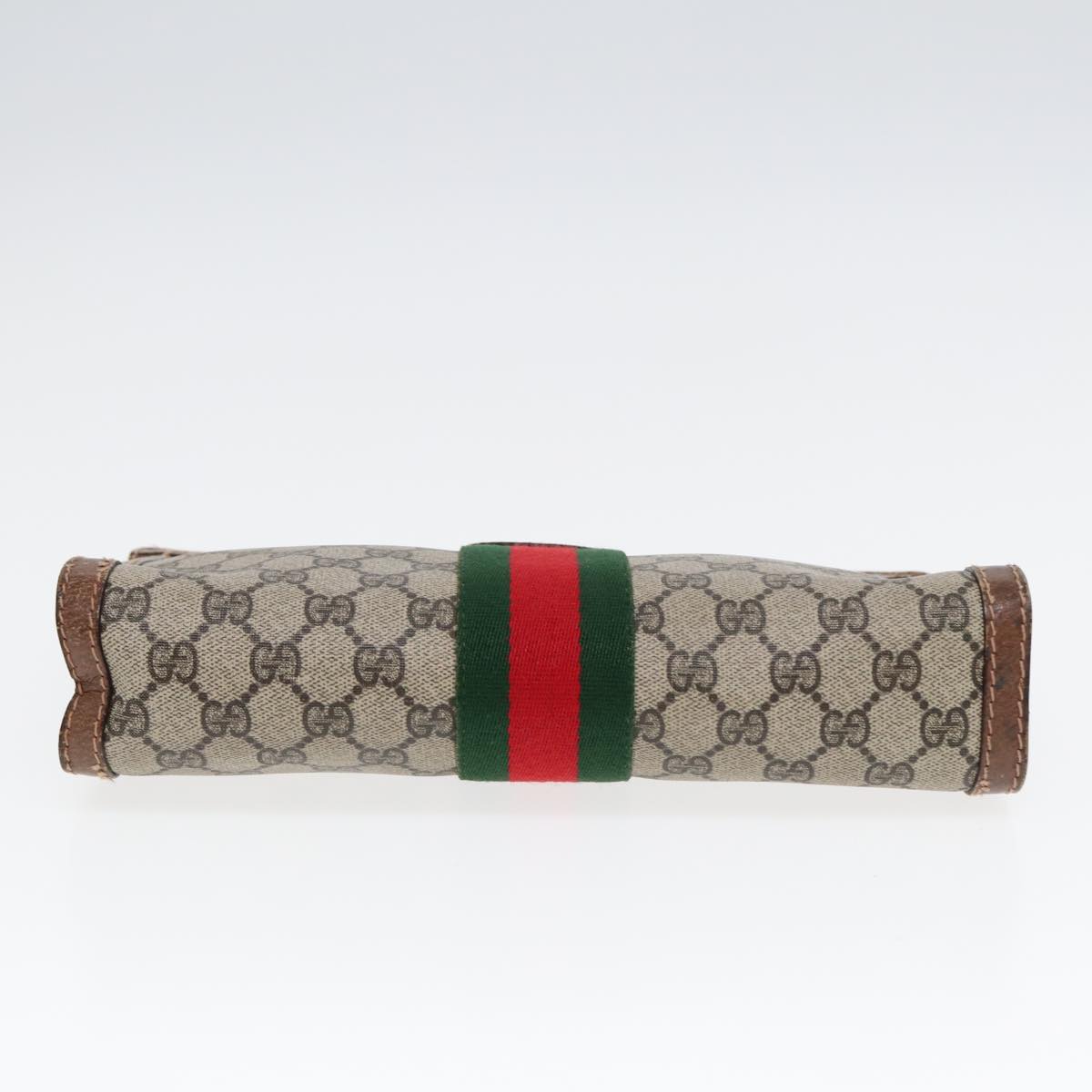 GUCCI GG Supreme Web Sherry Line Clutch Bag Beige Red Green 010 378 ep5011