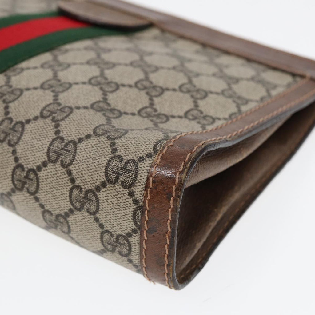 GUCCI GG Supreme Web Sherry Line Clutch Bag Beige Red Green 010 378 ep5011