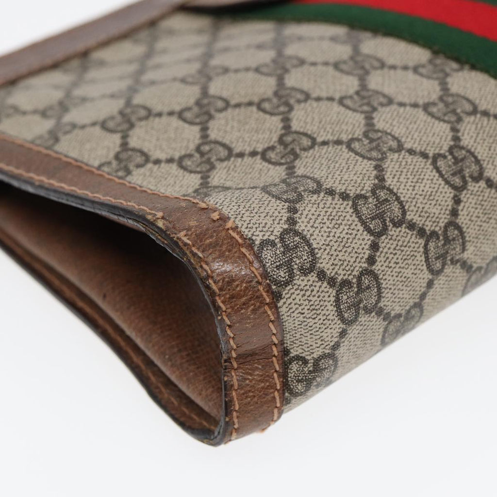 GUCCI GG Supreme Web Sherry Line Clutch Bag Beige Red Green 010 378 ep5011