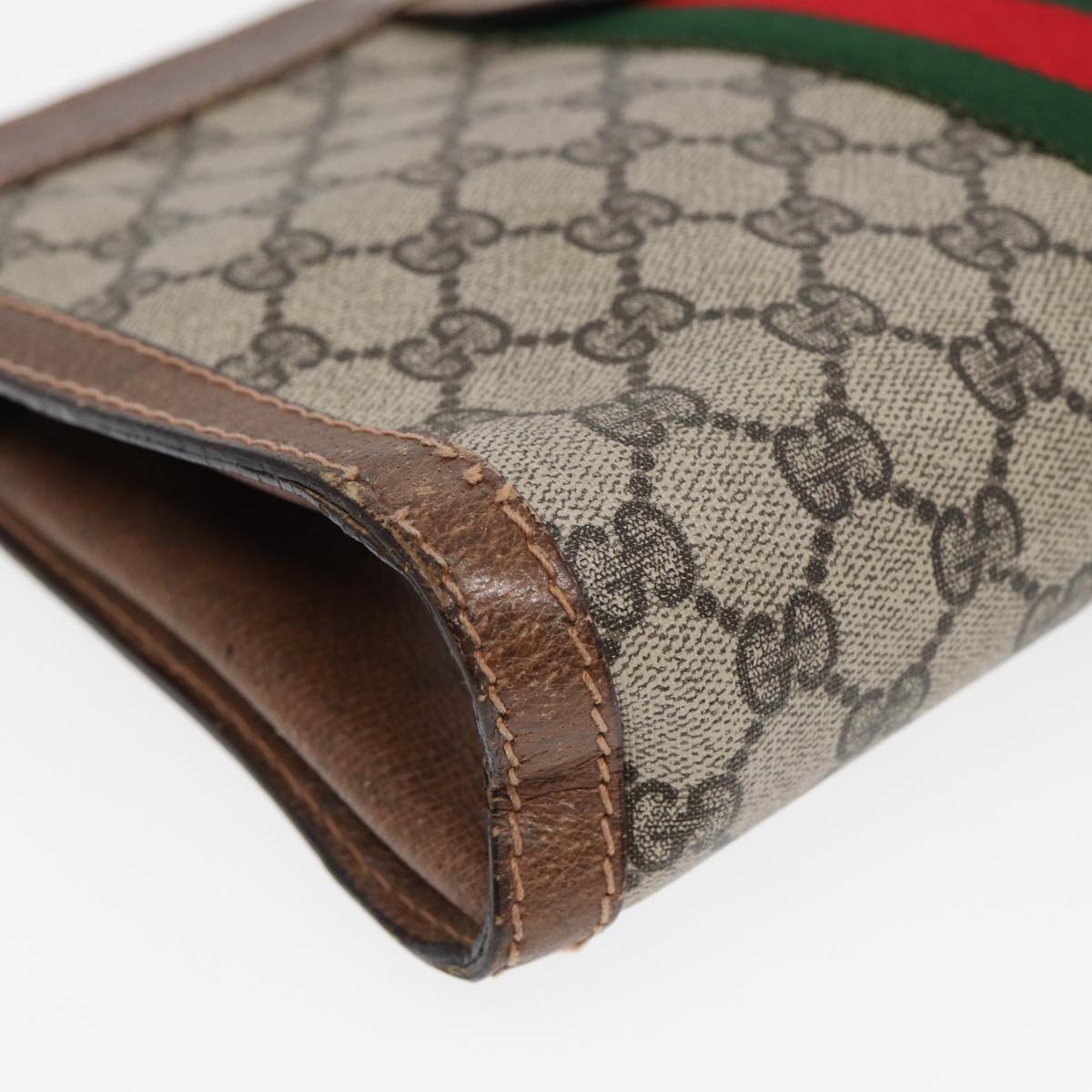 GUCCI GG Supreme Web Sherry Line Clutch Bag Beige Red Green 010 378 ep5011