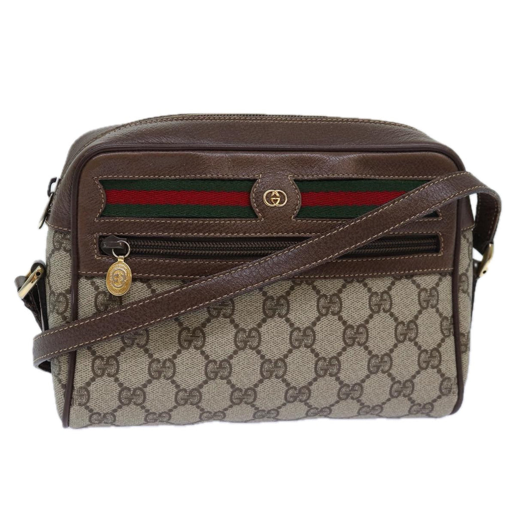 GUCCI GG Supreme Web Sherry Line Shoulder Bag PVC Beige 001 44 6655 ep5014