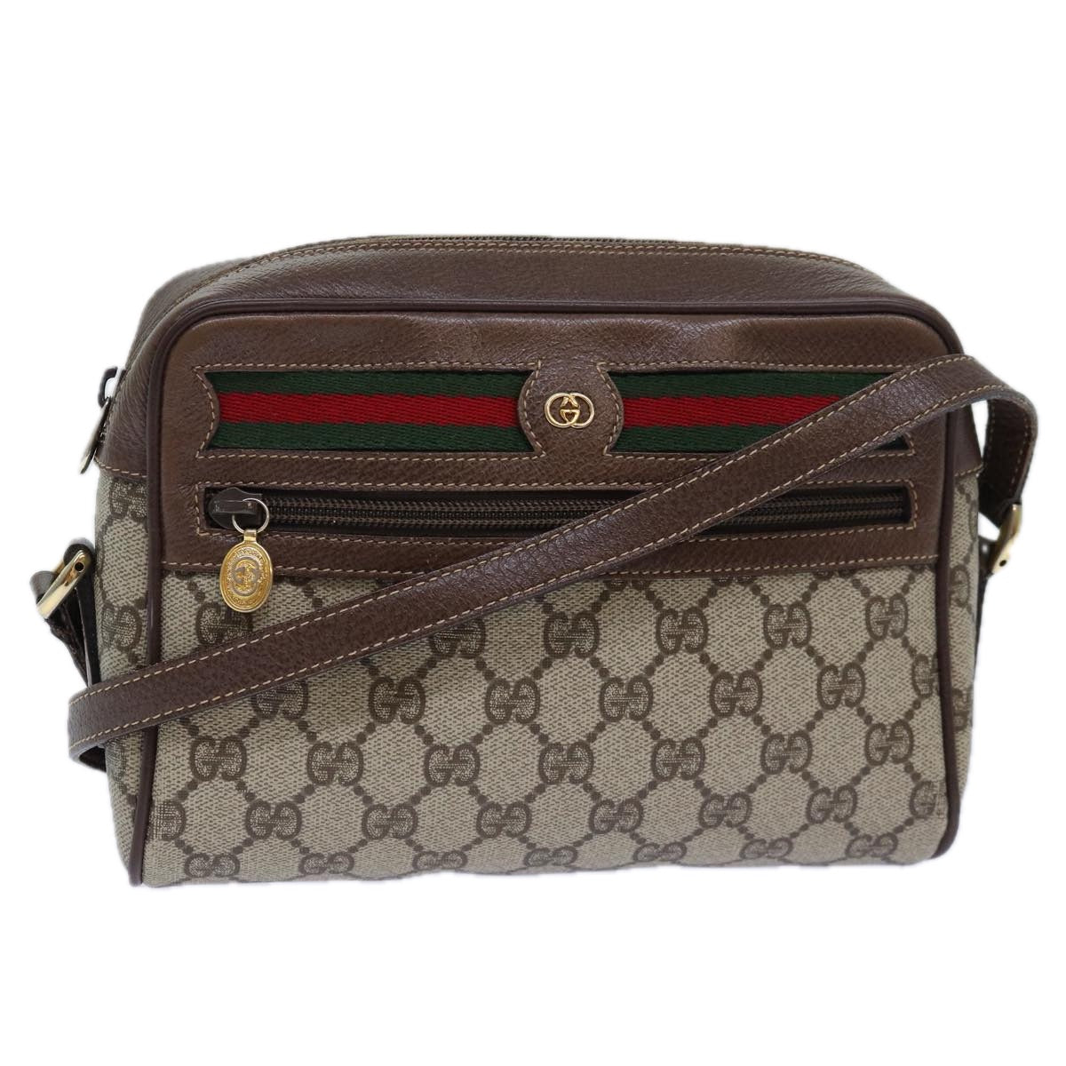 GUCCI GG Supreme Web Sherry Line Shoulder Bag PVC Beige 001 44 6655 ep5014