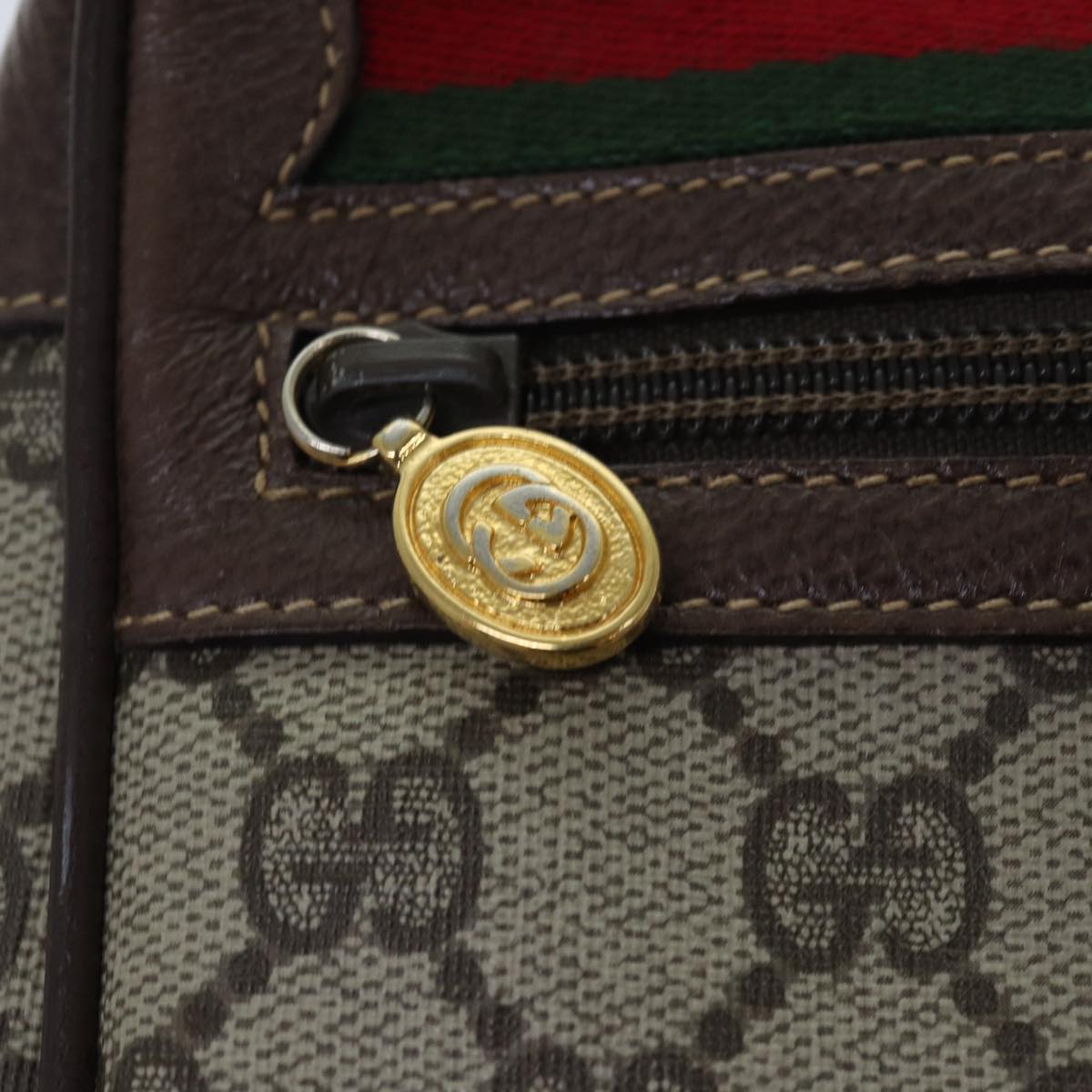 GUCCI GG Supreme Web Sherry Line Shoulder Bag PVC Beige 001 44 6655 ep5014